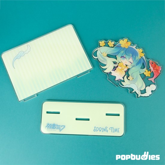 Hatsune Miku Spring Time Acrylic Stand Figure – Chibi Miku with Koi & Flowers