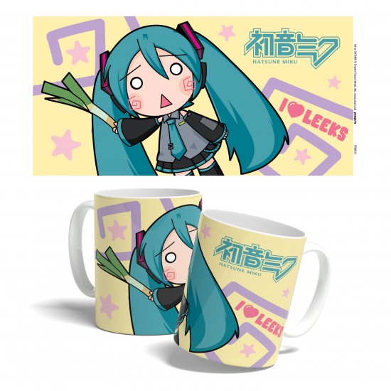 Hatsune Miku “I Love Leeks” Chibi Miku Mug